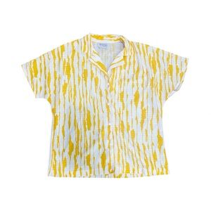 Vintage KoKo Knits Yellow Zebra Button Down Top